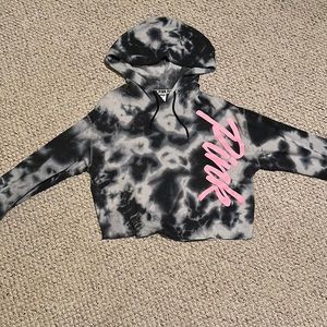 Pink tie dye crop top hoodie